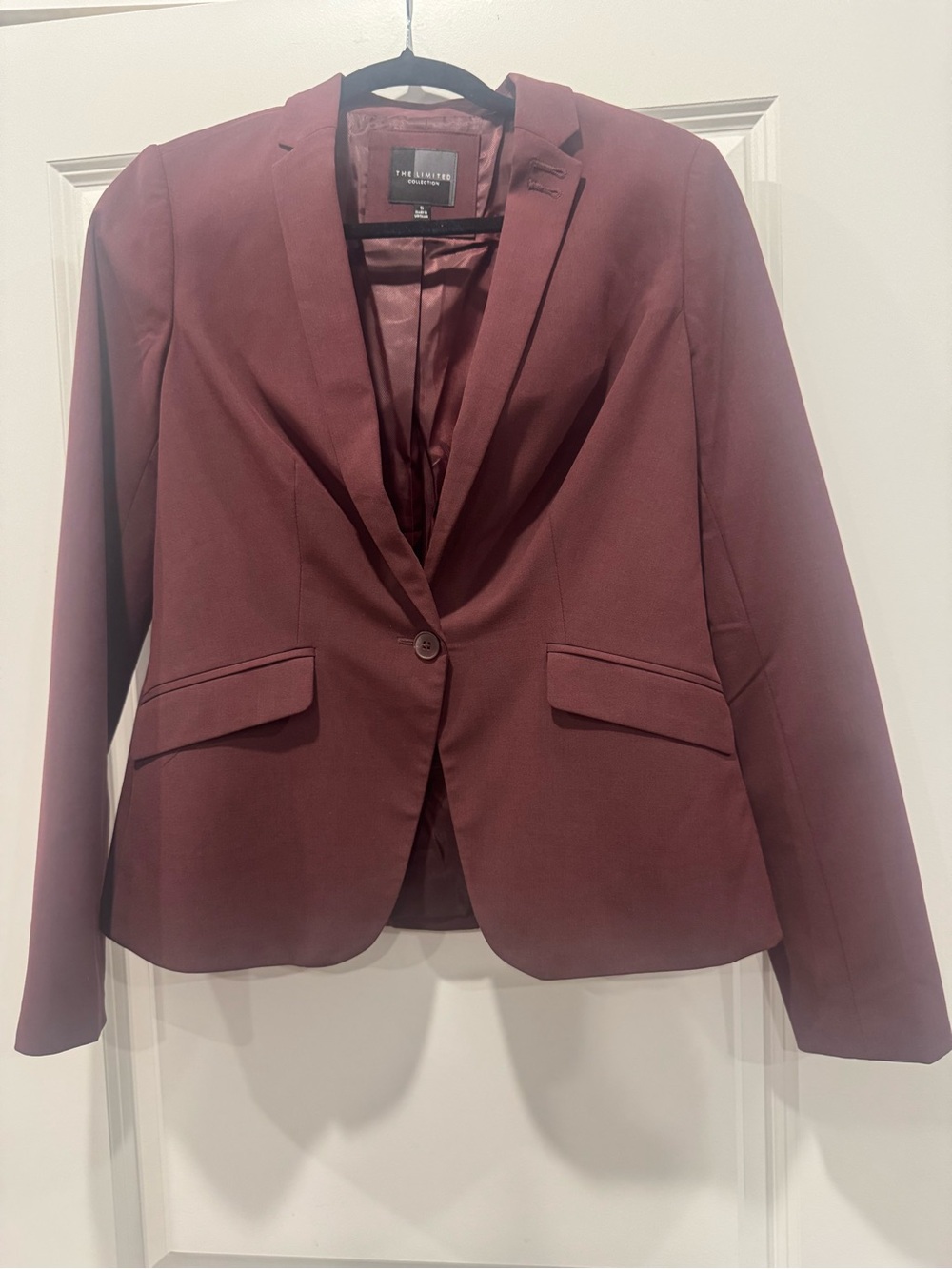 The Limited Women's Burgandy Suit Single-Button Blazer and Straight Skirt